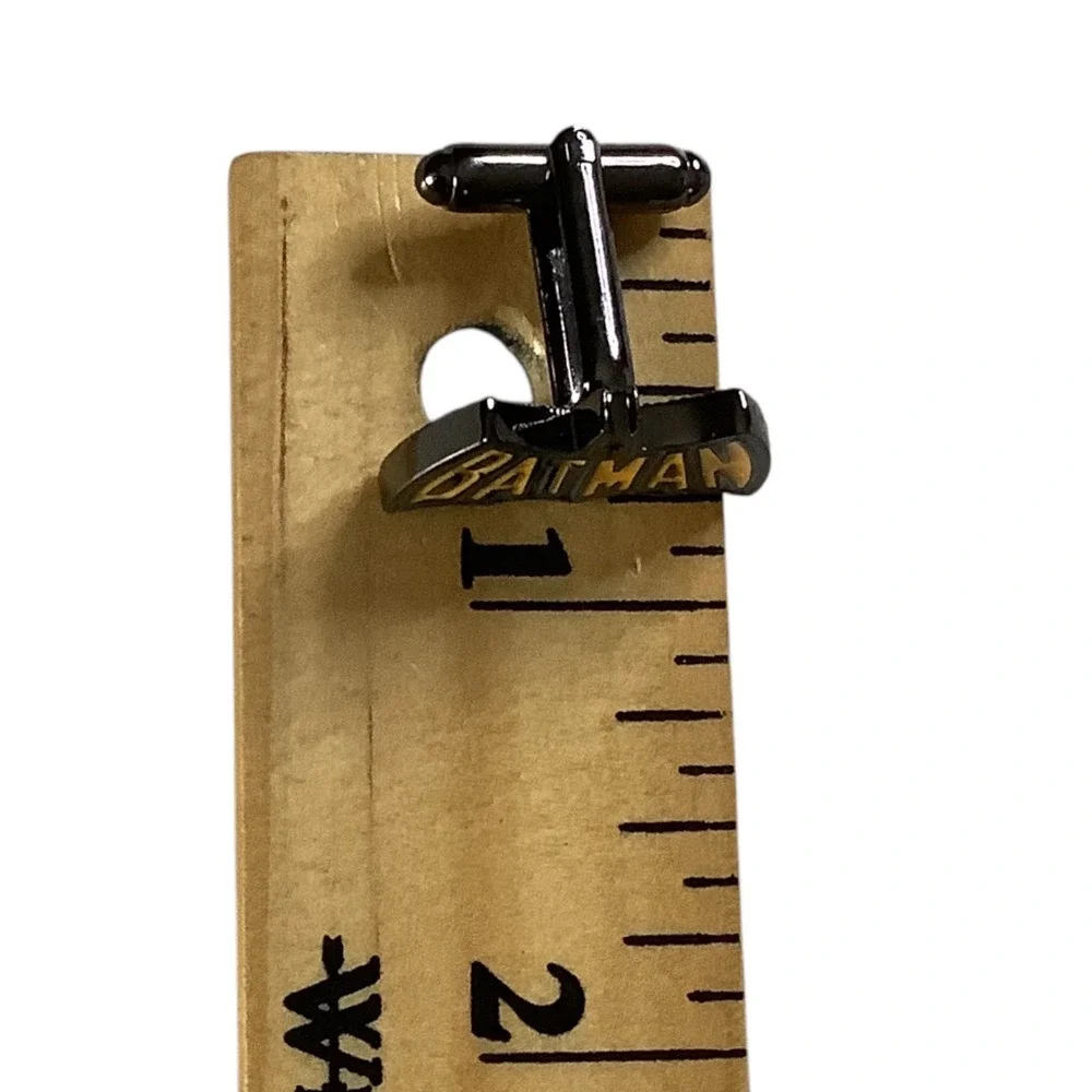 DC Comics Batman Cufflinks Mens OS Black Yellow Vintage Enamel‎ Logo Superhero